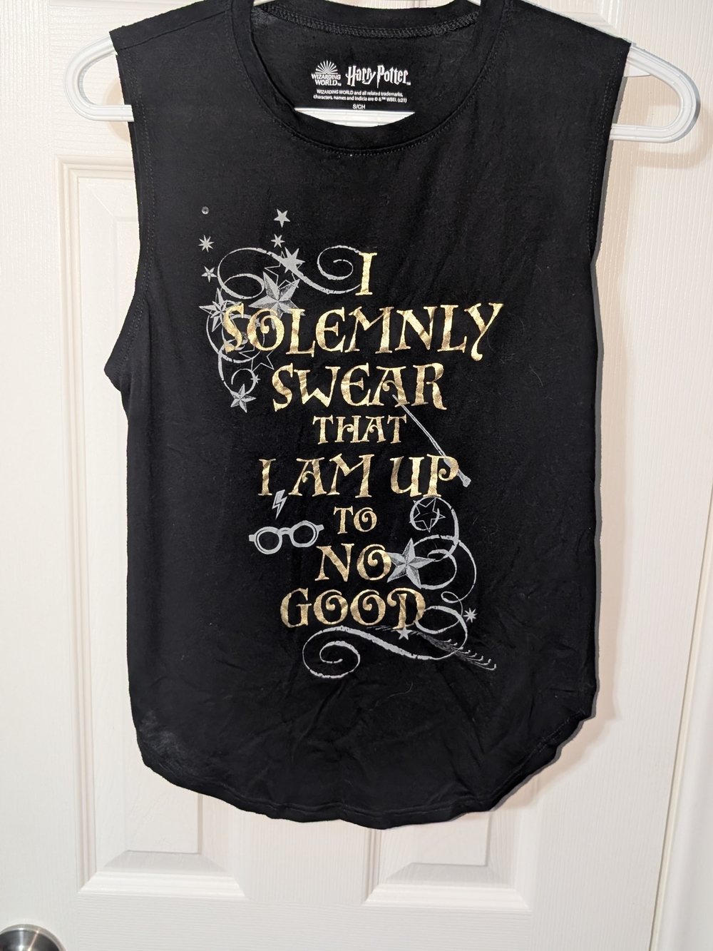 Harry Potter Black Metallic Graphic Tank Top - "I Solemnly Swear"